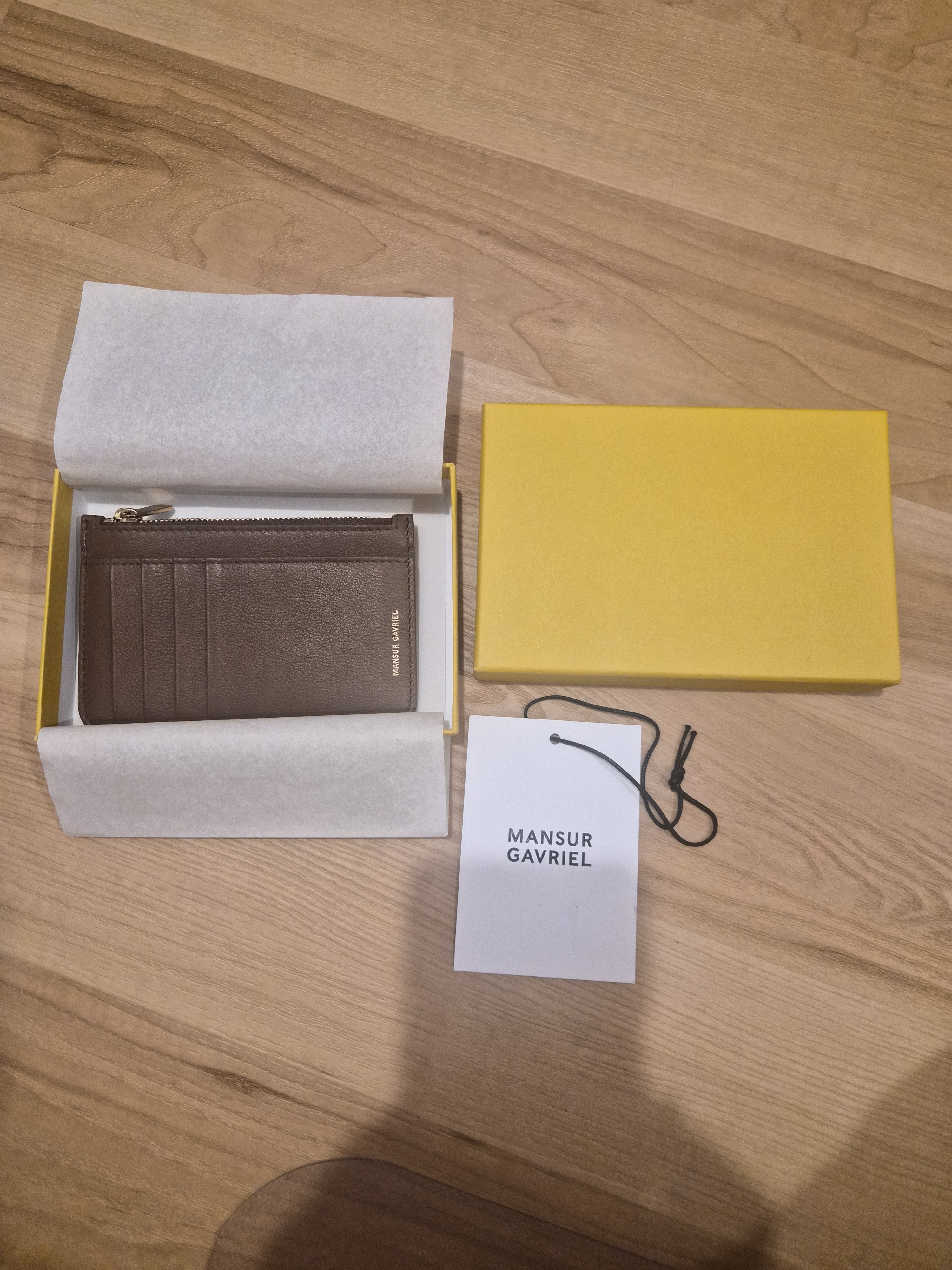 Mansur Gavriel Brown Leather Zip Card Holder